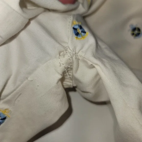 Talbots Girlfriend Chino Pants Womens 10 Cream Nautical Sailboat Anchor Preppy - Picture 5 of 5